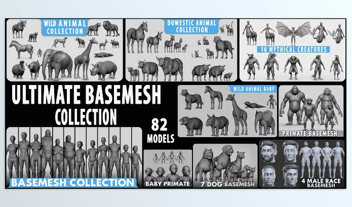 Blender – Ultimate Basemesh Collection – Topology + Uv Map Download