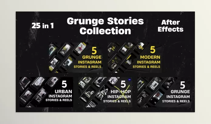 Videohive – Grunge Instagram Stories Collection 25in1 Download 57843692