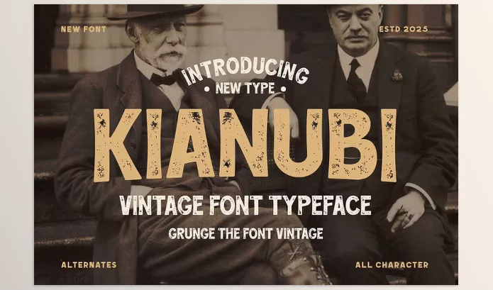 Creative Market – Kianubi – Vintage Font Typeface Download 291521052