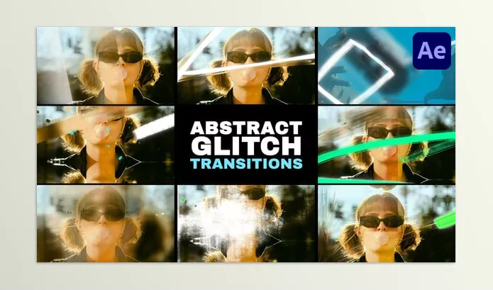 Videohive – Abstract Grunge Glitch Seamless Transitions After Effects Download 58336165