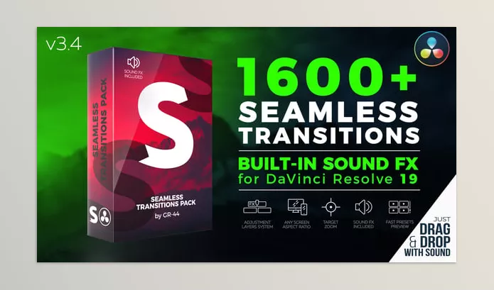 Videohive – Seamless Transitions for DaVinci Resolve Download 33184639