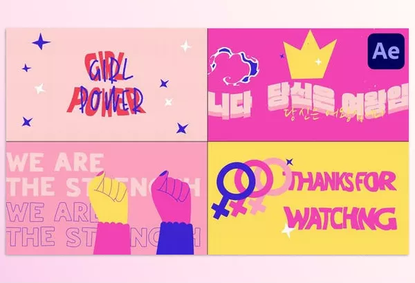 Videohive – Girl Power Typography Scenes for After Effects Download 51236598