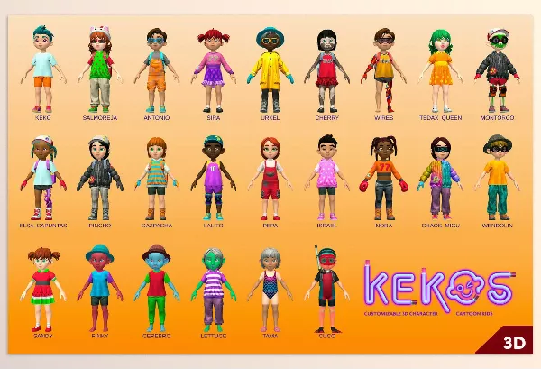 Unity Asset – KEKOS Download v1.1.0 (Customizable 3D Character Cartoon Kids)