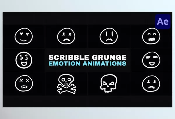 Videohive – Minimal Scribble Grunge Emotion Animations After Effects Download 53579327