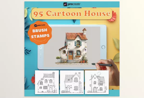 Etsy – Cartoon House 95 Procreate Stamps Download