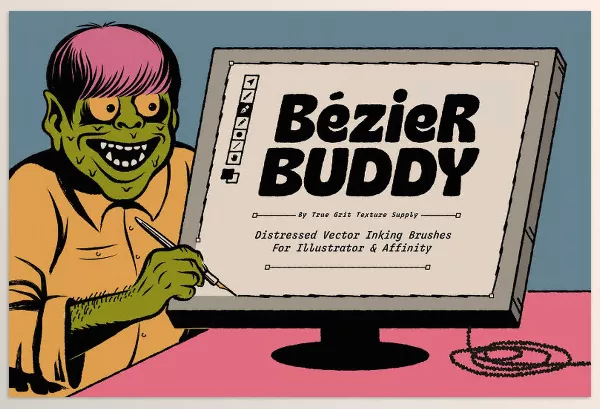 True Grit Texture Supply – Bézier Buddy Download (Vector Inking Brushes for Illustrator & Affinity)