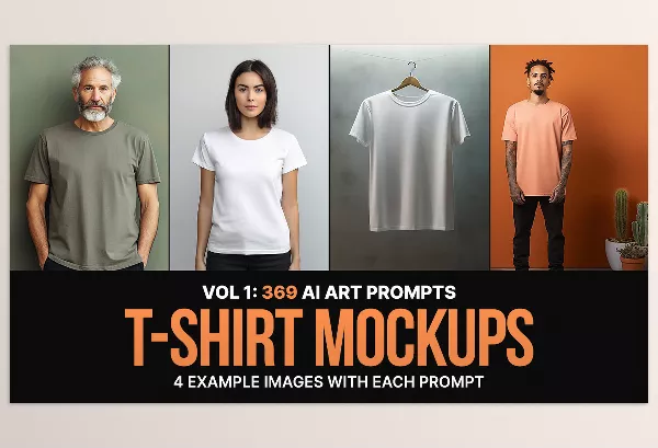 Sevenstyles – 369 Midjourney Prompts for T-Shirt Mockups Download