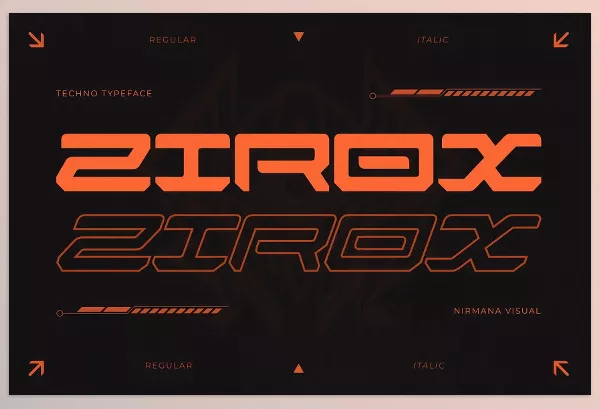 Creative Market – Zirox Cyberpunk Branding Logo Font Download 291342385