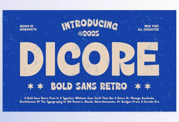 Creative Market – Dicore Bold Sans retro Font Download 291084381