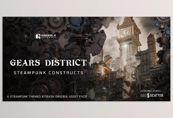 Blender – Gears District Steampunk Constructs Kitbash Buildings Download