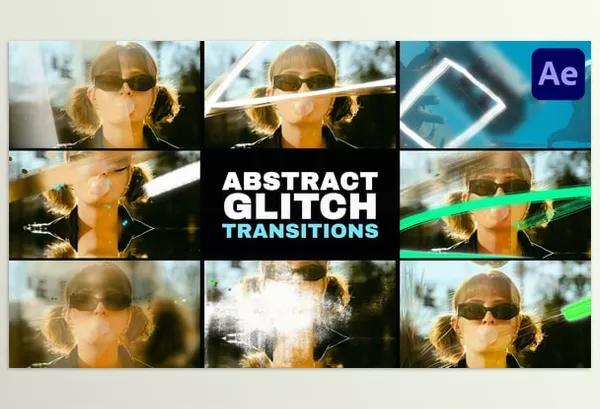 Videohive – Abstract Grunge Glitch Seamless Transitions After Effects Download 58336165