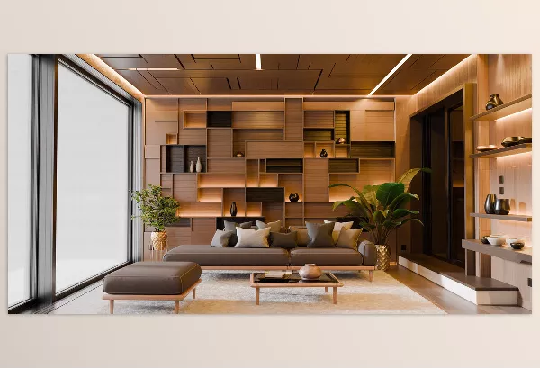 Blender – Modern Abstract Wooden Living Room Download